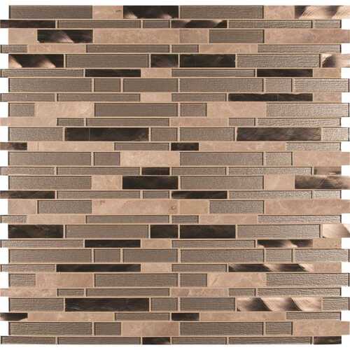 Champagne Toast Interlocking 11.88 in. x 12.63 in. Textured Multi-Surface Metal Look Wall Tile (20 sq. ft./Case) Brown/Tan - pack of 20