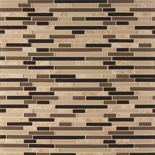 Amalfi Cafe 12 in. x 12 in. x 6 mm Interlocking Glass Porcelain Mosaic Tile (15 sq. ft. / case) - pack of 15