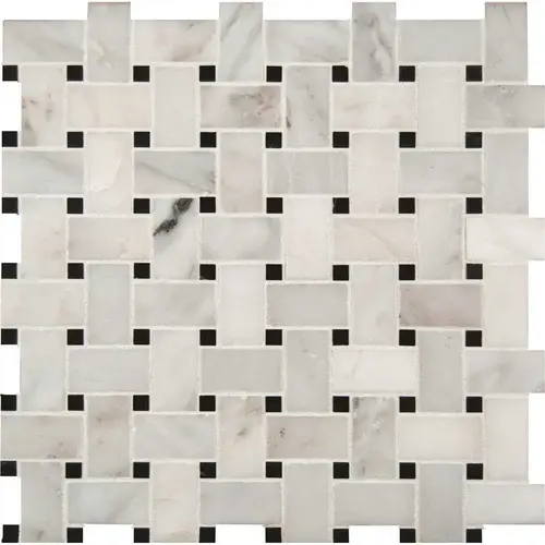 Greecian White Basketweave 12 in. x 12 in. x 10 mm Polished Marble Mosaic Tile (10 sq. ft./case) - pack of 10