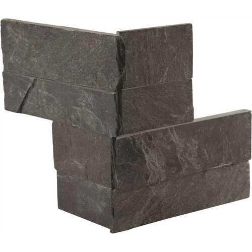 Premium Black Mini Ledger Corner 4.5 in. x 16 in. Textured Slate Stone Look Wall Tile (4 sq. ft./Case)