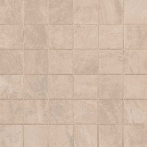 Pavia Crema 12 in. x 12 in. Matte Porcelain Mesh-Mounted Mosaic Floor and Wall Tile (8 sq. ft./Case) - pack of 8