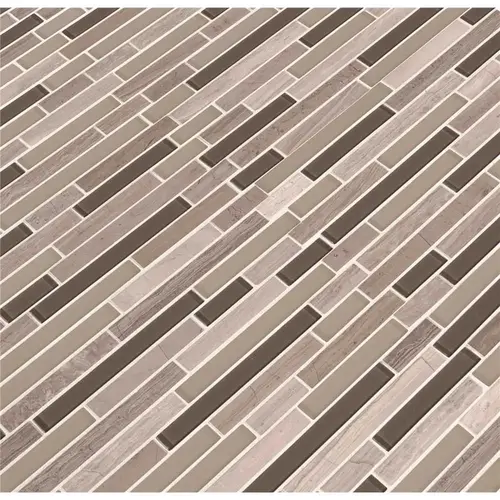 Modello Grigio Interlocking 12 in. x 12 in. Textured Glass; Stone Look Wall Tile (15 sq. ft./Case) - pack of 15