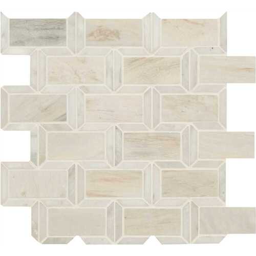 Angora Framework 12 in. x 12 in. Polished Marble Floor and Wall Tile (10 sq. ft./Case) - pack of 10