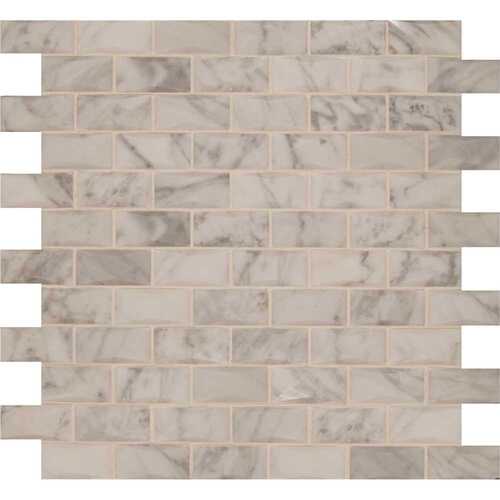 Carrara White 12 in. x 12 in. Polished Marble Look Floor and Wall Tile (10 sq. ft./Case)