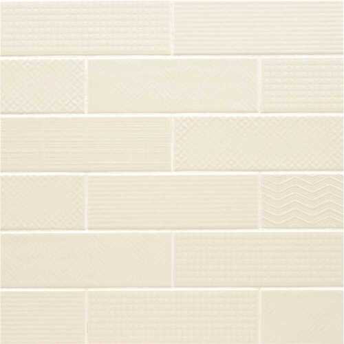 Citylights Crema 3D Mix 4 in. x 12 in. Glossy Ceramic Wall Tile (9.69 sq. ft./Case)