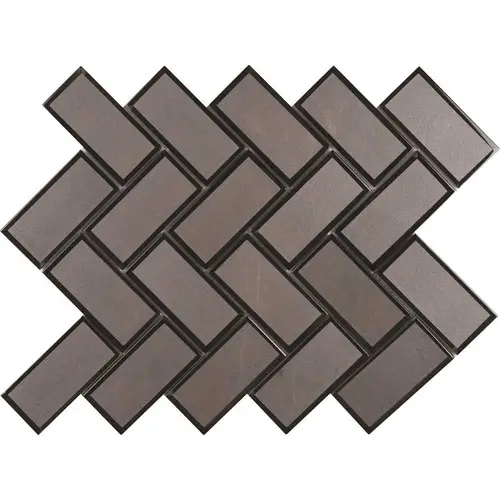 Metallic Gray Bevel Herringbone 12.5 in. x 16.5 in. Glossy Glass Metal Look Wall Tile (10.6 sq. ft./Case)