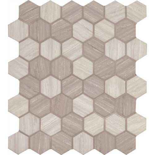 Silva Oak Hexagon 12 in. x 13.25 in. Glossy Glass Patterned Look Floor and Wall Tile (14.7 sq. ft./Case)