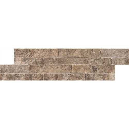 Silver Travertine Mini Ledger Panel 4.5 in. x 16 in. Natural Splitface Travertine Wall Tile (5 sq. ft./case) - pack of 10