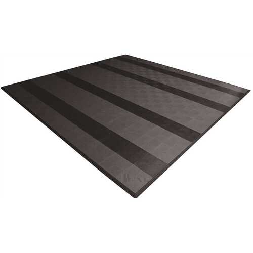 17.5 ft. x 17.5 ft. Grey with Black Stripes Ribtrax Smooth Eco Flooring, Double Car Pad Kit