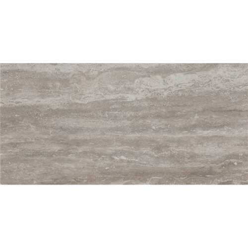 Pietra Gray 12 in. x 24 in. Polished Porcelain Stone Look Floor and Wall Tile (16 sq. ft./Case) - pack of 8