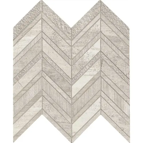 White Quarry Chevron 12 in. x 14.75 in. Mixed Marble Look Floor and Wall Tile (10 sq. ft./Case)