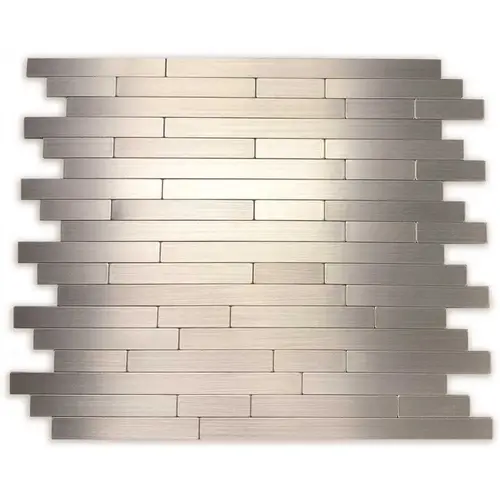 DIP Mini Silver Subway 10.75 in. x 13 in. Self-Adhesive PVC Aluminum Tile Backsplash - pack of 10