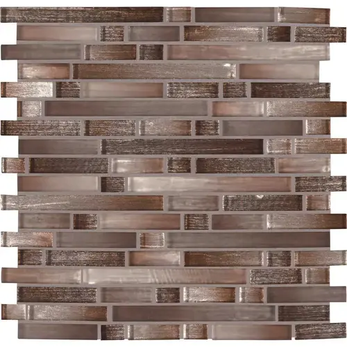 Burnished Sunset Interlocking 12 in. x 12 in. Glossy Glass Metal Look Wall Tile (9.8 sq. ft./Case)