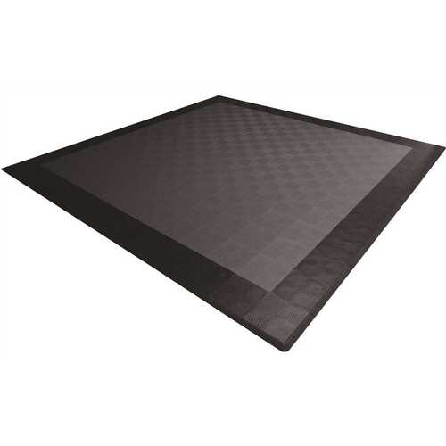 17.5 ft. x 17.5 ft. Grey with Black Border Ribtrax Smooth Eco Flooring, Double Car Pad Kit