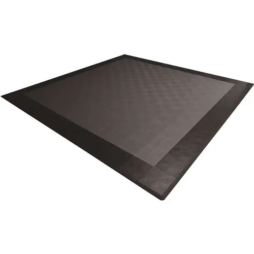 Swisstrax 2SE.2CK.GB 17.5 ft. x 17.5 ft. Grey with Black Border Ribtrax Smooth Eco Flooring, Double Car Pad Kit