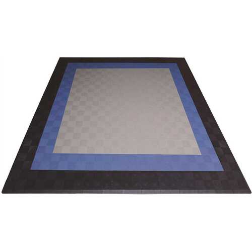 Swisstrax 2SE.2CK.SBB 17.5 ft. x 17.5 ft. Silver with Black and Blue Borders Ribtrax Smooth ECO Double Car Pad Kit