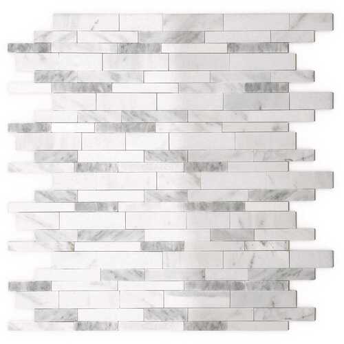 Gray Agate White and Gray 11.65 in. x 11.34 in. x 5 mm Stone Self-Adhesive Wall Mosaic Tile (11.04 sq. ft. /case)
