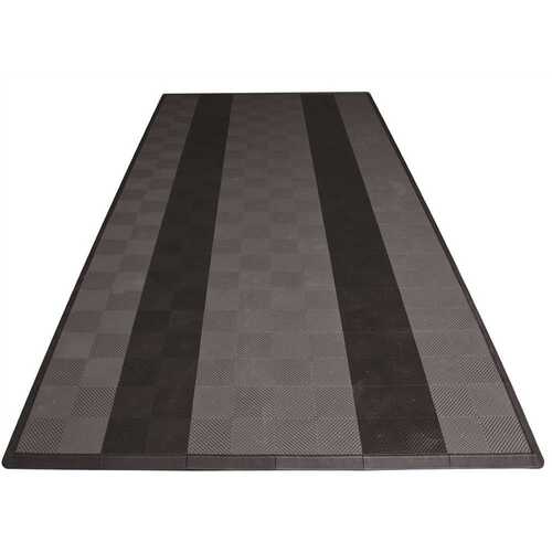 8.3 ft. x 17.5 ft. Grey with Black Stripes Ribtrax Smooth Eco Flooring, Single Car Pad Kit