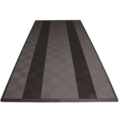 Swisstrax 1SE.1CK.GB2 8.3 ft. x 17.5 ft. Grey with Black Stripes Ribtrax Smooth Eco Flooring, Single Car Pad Kit