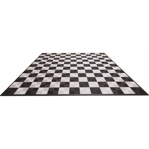 Swisstrax ADBLCP-BLKWH Black and White Checkered Double Car Pad Ribtrax Modular Tile Flooring (268 sq. ft./case)