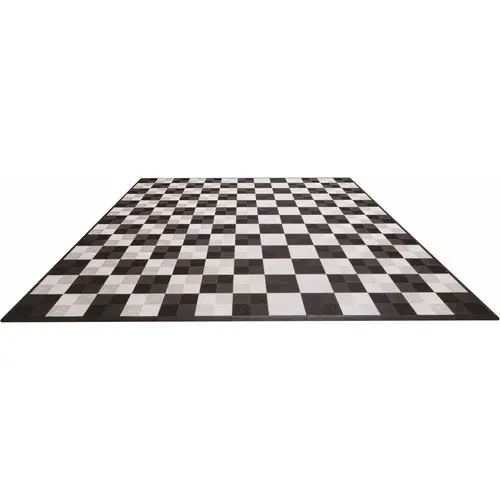Swisstrax ADBLCP-BLKWH Black and White Checkered Double Car Pad Ribtrax Modular Tile Flooring (268 sq. ft./case)