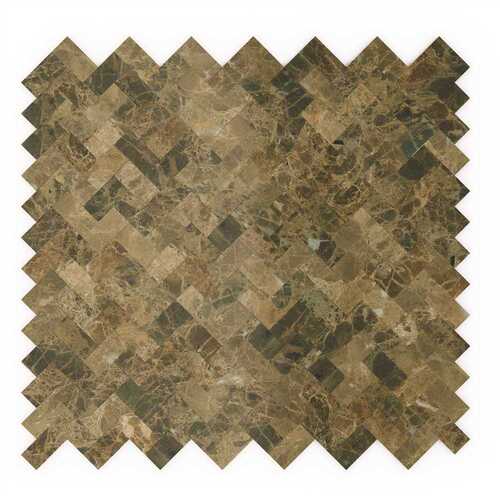 Moka Brown 12.09 in. x 11.65 in. x 5mm Stone Self Adhesive Mosaic Wall Tile (11.76 sq. ft. / case)