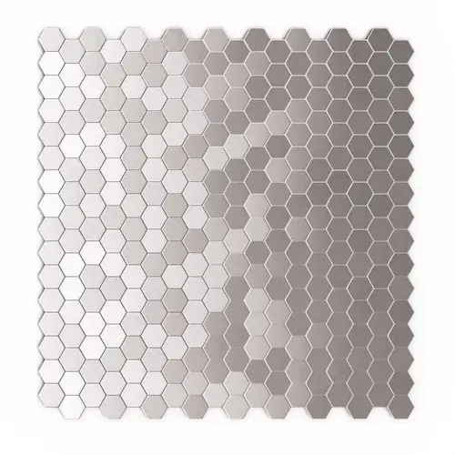 Inoxia SpeedTiles ID01J117025X Hexagonia S2 Silver 11.46 in. x 11.89 in. x 5mm Metal Self-Adhesive Mosaic Wall Tile (22.8 sq. ft. / case) Stainless Steel - pack of 24