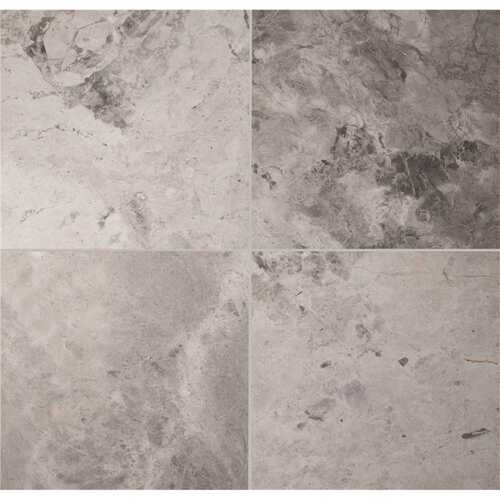 Tundra Gray 12 in. x 12 in. Polished Marble Floor and Wall Tile (10 sq. ft./Case)