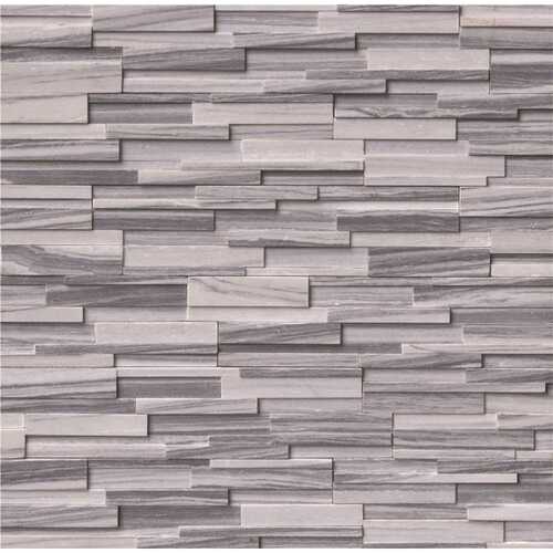 Alaska Gray 3D Ledger Panel 6 in. x 24 in. Honed Marble Wall Tile ( / 60 sq. ft. / pallet)