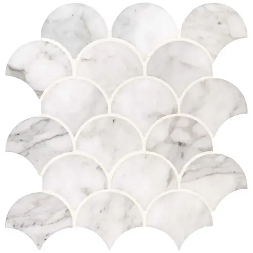 Calacatta Cressa Blanco 12 in. x 14.5 in. Polished Marble Look Floor and Wall Tile (9.3 sq. ft./Case) - pack of 10