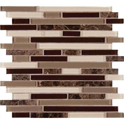 Coffe Blend Interlocking 12 in. x 12 in. Mixed Marble Look Wall Tile (1 sq. ft./Each)