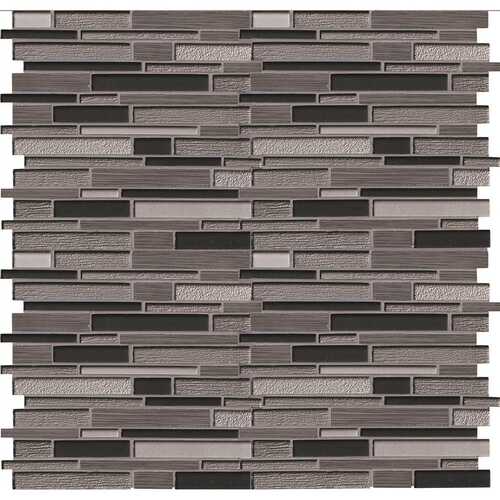 Metro Gris Interlocking 12 in. x 12 in. Mixed Multi-Surface Mesh-Mounted Mosaic Tile (10 sq. ft./Case) - pack of 10