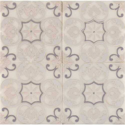 Encaustic Florita Blanco 6 in. x 6 in. Polished Marble Stone Look Floor and Wall Tile (5 sq. ft./Case)