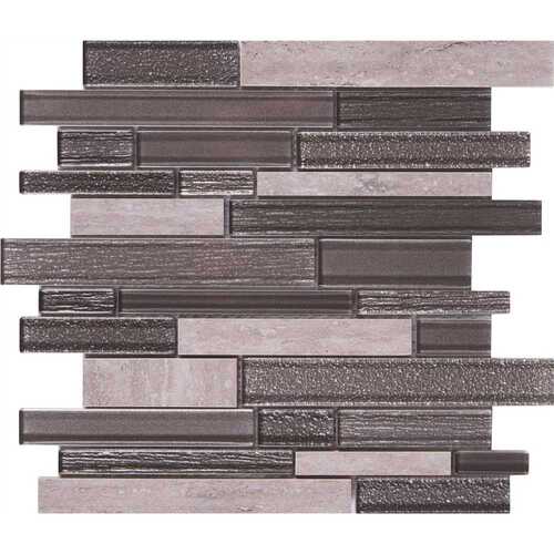 Smoky Alps Interlocking 11.75 in. x 13.75 in. Textured Glass; Stone Patterned Look Wall Tile (9.7 sq. ft./Case)