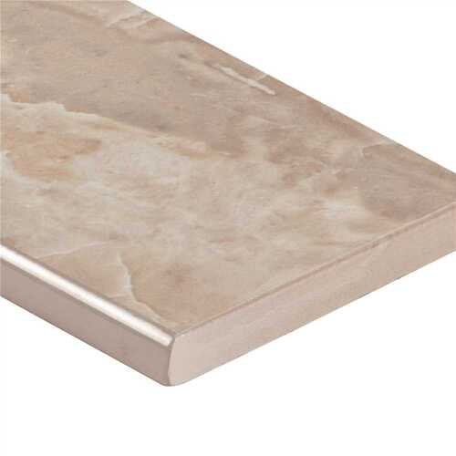 Pietra Onyx Pearl Bullnose 3 in. x 18 in. Polished Porcelain Wall Tile (10 sq. ft./Case) - pack of 10