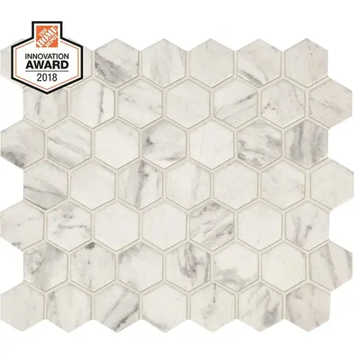 Carrara 10 in. x 12 in. x 6.35 mm Ceramic Hexagon Mosaic Floor and Wall Tile (0.81 sq. ft./Each)