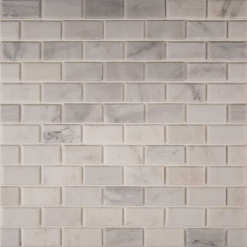 Greecian White Beveled 12 in. x 12 in. Polished Marble Mosaic Tile (1 sq. ft./Each)