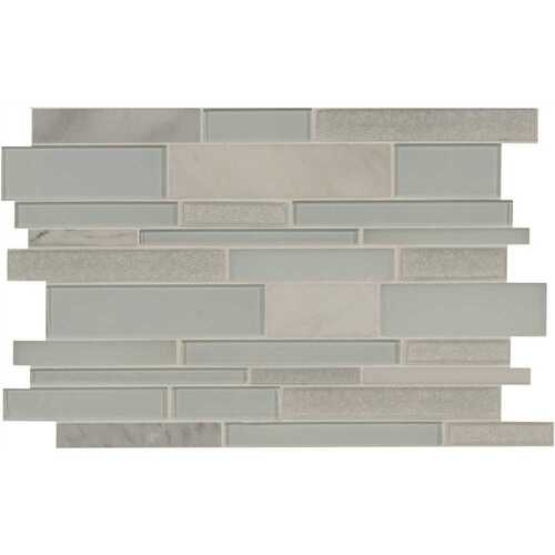 Fantasia Blanco Interlocking 12 in. x 18 in. Mixed Glass; Stone Look Wall Tile (15 sq. ft./Case)