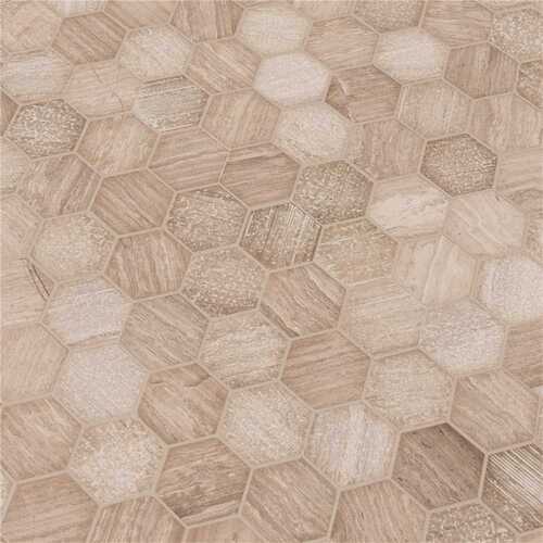 Honeycomb Hexagon 12 in. x 11.75 in. Textured Marble Floor and Wall Tile (9.8 sq. ft./Case) - pack of 10