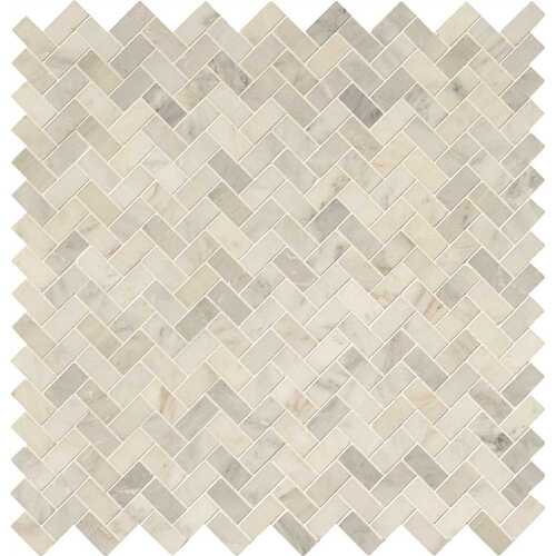 Arabescato Carrara Herringbone 12.25 in. x 12.75 in. Honed Marble Look Floor and Wall Tile (9.4 sq. ft./Case)