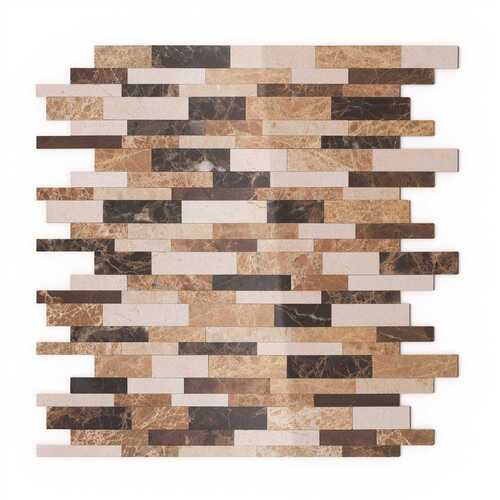 Amber Brown 11.65 in. x 11.34 in. x 5mm Stone Self-Adhesive Wall Mosaic Tile (11.04 sq. ft./Case)