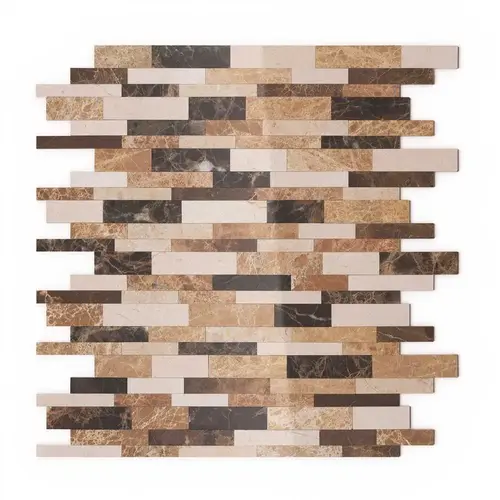 Amber Brown 11.65 in. x 11.34 in. x 5mm Stone Self-Adhesive Wall Mosaic Tile (11.04 sq. ft./Case) - pack of 12