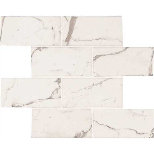 Statuario Celano 11.61 in. x 11.6 in. Glossy Glass Patterned Look Floor and Wall Tile (9.4 sq. ft./Case)