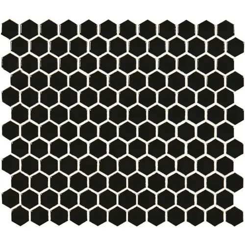 Retro Nero Hexagon 10.35 in. x 11.93 in. Glossy Porcelain Patterned Look Floor and Wall Tile (12.9 sq. ft./Case)