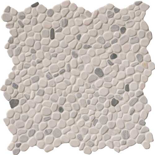 Black and White Pebbles 11.42 in. x 11.42 in. x 10 mm Tumbled Marble Mosaic Tile (9.1 sq. ft. / case)