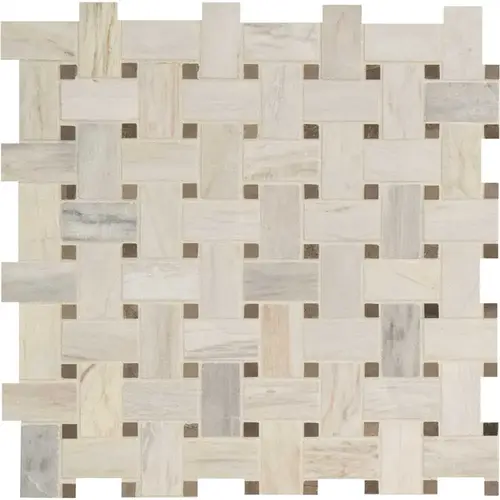 Angora Basketweave 12.5 in. x 12.5 in. Polished Marble Floor and Wall Tile (10 sq. ft./Case) - pack of 10