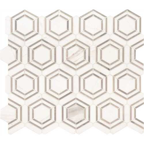 Georama Grigio 13 in. x 11 in. x 10 mm Polished Marble Mosaic Tile (9.9 sq. ft. / case)