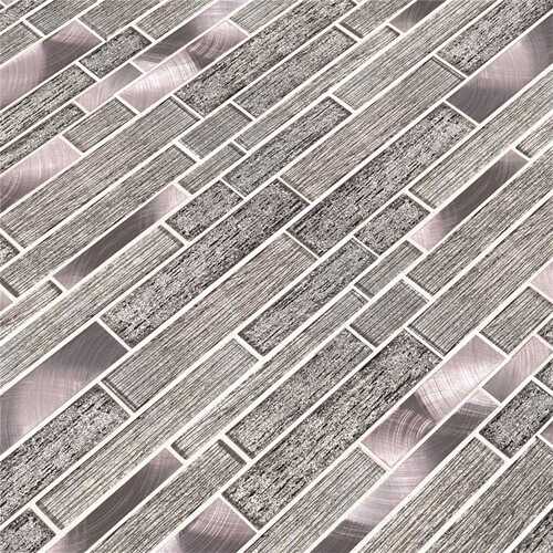 Volcanic Luxe Interlocking 11.73 in. x 11.61 in. x 8mm Glass Metal Mesh-Mounted Mosaic Tile (9.5 sq. ft. / case) - pack of 10