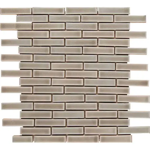 Dove Gray 12 in. x 12 in. Glossy Ceramic Brick Look Wall Tile (10 sq. ft./Case) - pack of 10