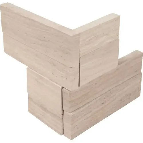 White Oak 3D Mini Ledger Corner 4.5 in x 4.5 in. Honed Marble Wall Tile (5 sq. ft./case)